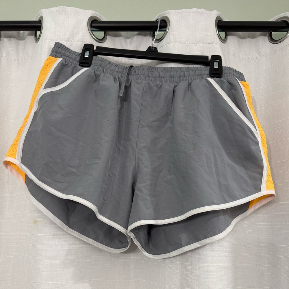 Under Armour Gray Athletic Shorts with Yellow Side Panels